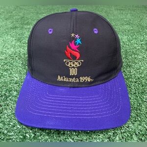 Vintage 1996 Atlanta Olympics Embroidered Logo Black Purple Snapback Hat